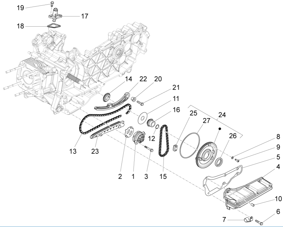 Oliepomp Vespa Sprint 125 3V IE ABS