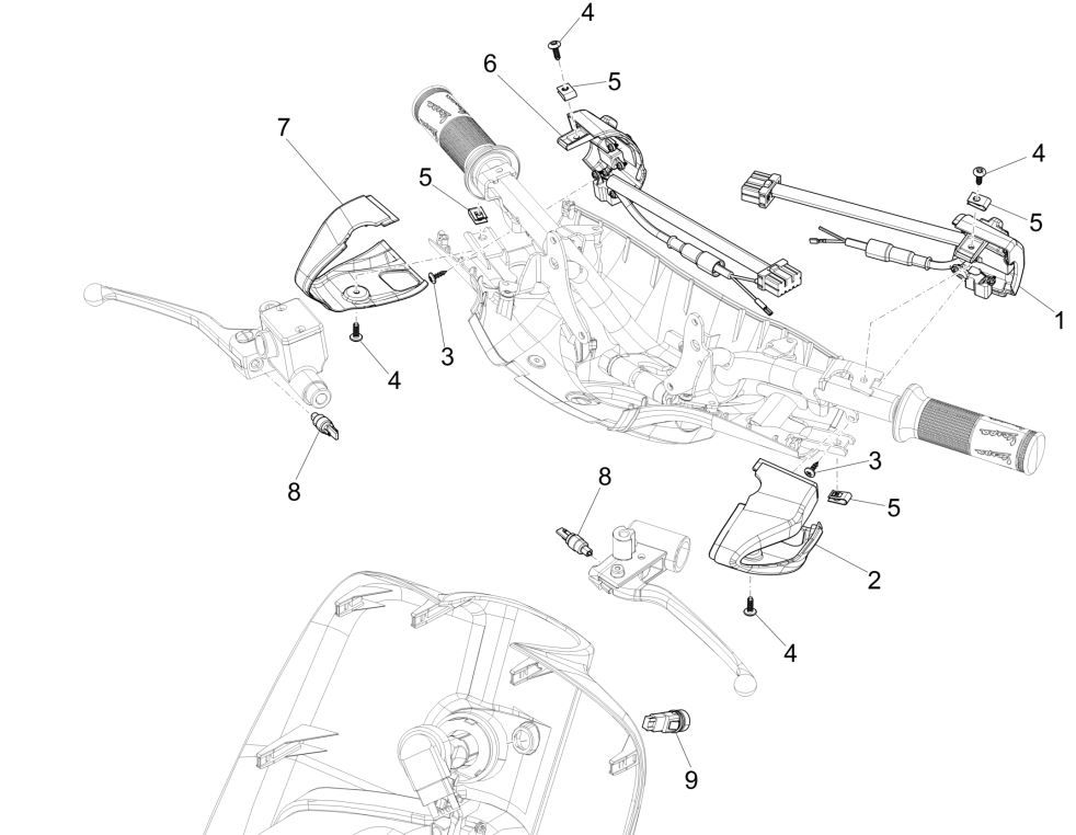 Schakelaars - Drukknoppen Vespa Sprint 125 3V IE ABS