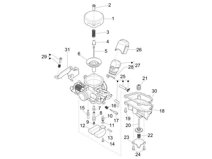 Carburateur onderdelen Vespa Primavera 50 4-takt 2V 25km/u