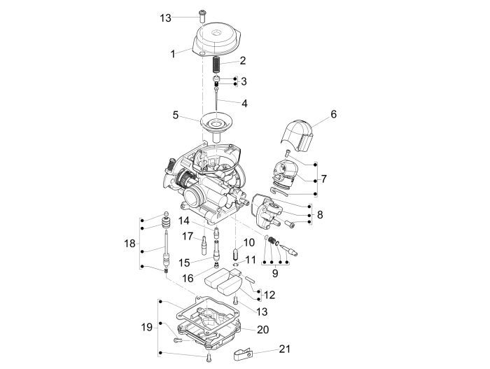 Carburateur onderdelen Vespa Primavera 50 4-takt 4V