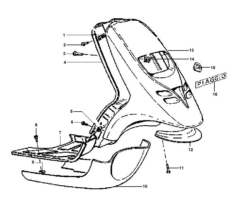 Voorkap - Onderspoiler Piaggio Typhoon 50 2-takt AC 1998-2005