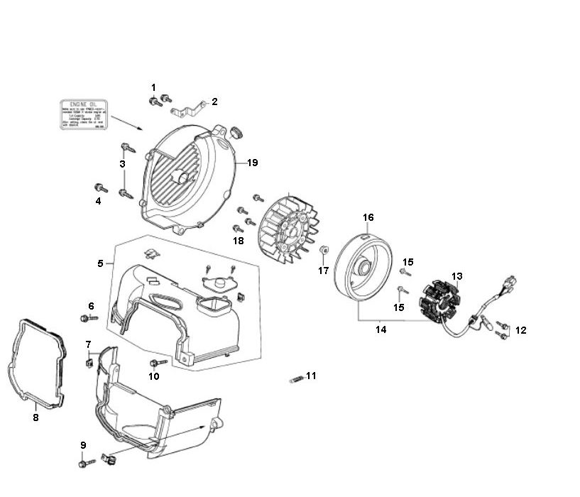 Ontsteking - Stator - Vliegwiel - Koelkappen - Koelvin Lintex HT50QT-39 4-takt