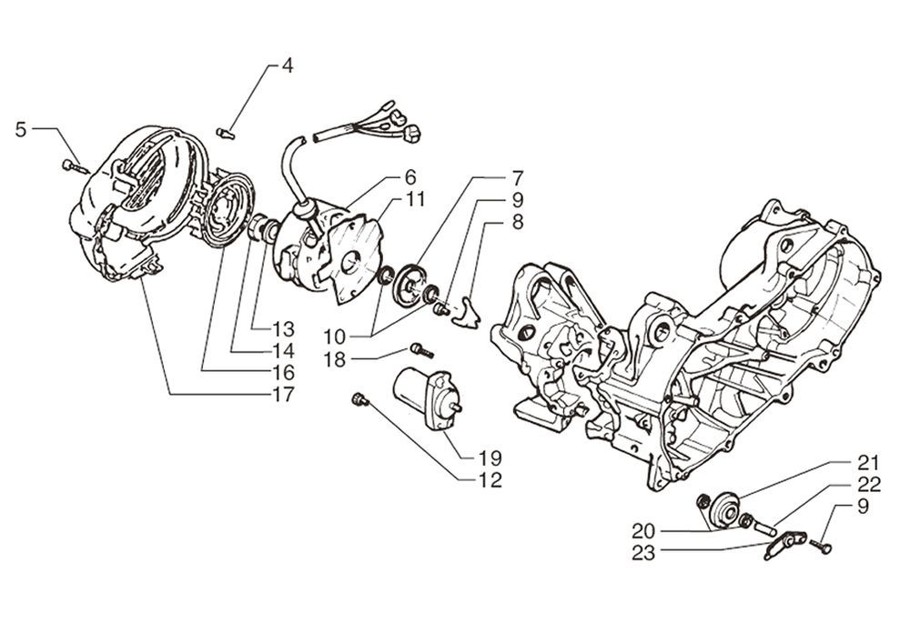 Ontsteking - Stator - Vliegwiel - Startmotor Moto Martin Tir 10 inch 50 2-takt AC 45km/u