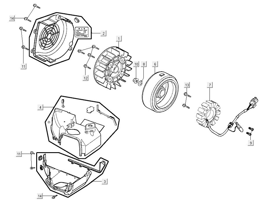 Ontsteking - Stator - Vliegwiel - Koelkappen Kymco Agility CITY 16 125