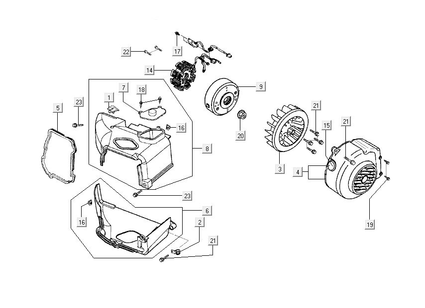 Ontsteking - Stator - Vliegwiel - Koelkappen Kymco Sento 50 4-takt Spring Wit