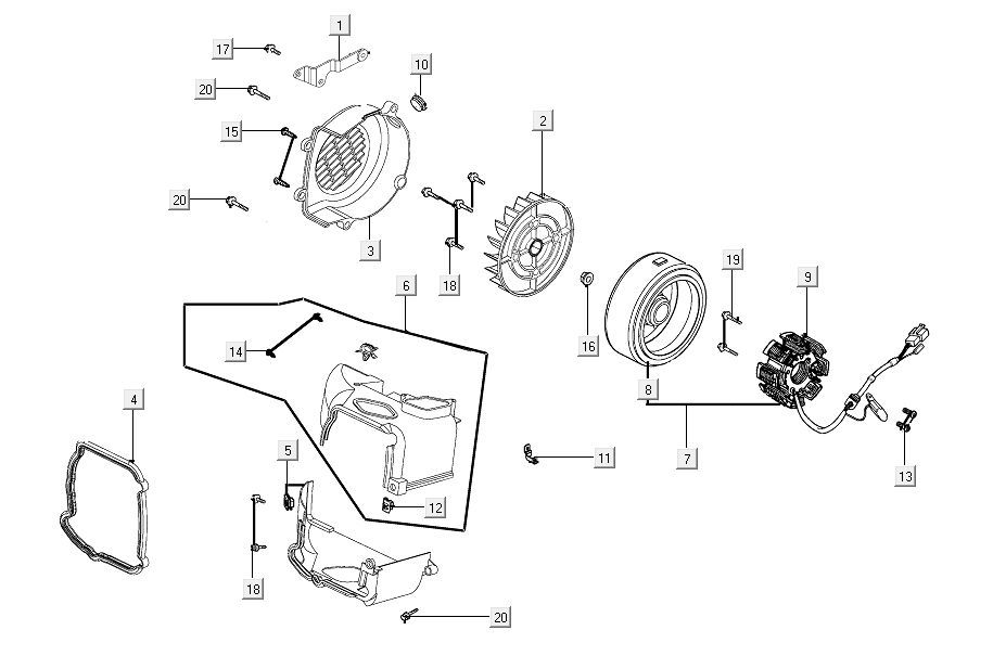 Ontsteking - Stator - Vliegwiel - Koelkappen Kymco Agility 16'+ 50i 4-takt Euro 4 mat blauw