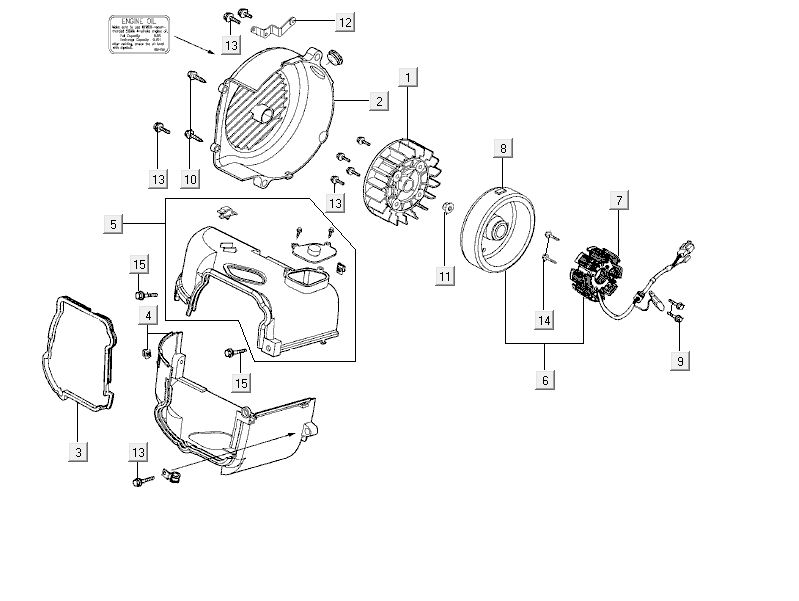 Ontsteking - Stator - Vliegwiel - Koelkappen Kymco Delivery 4-takt zwart