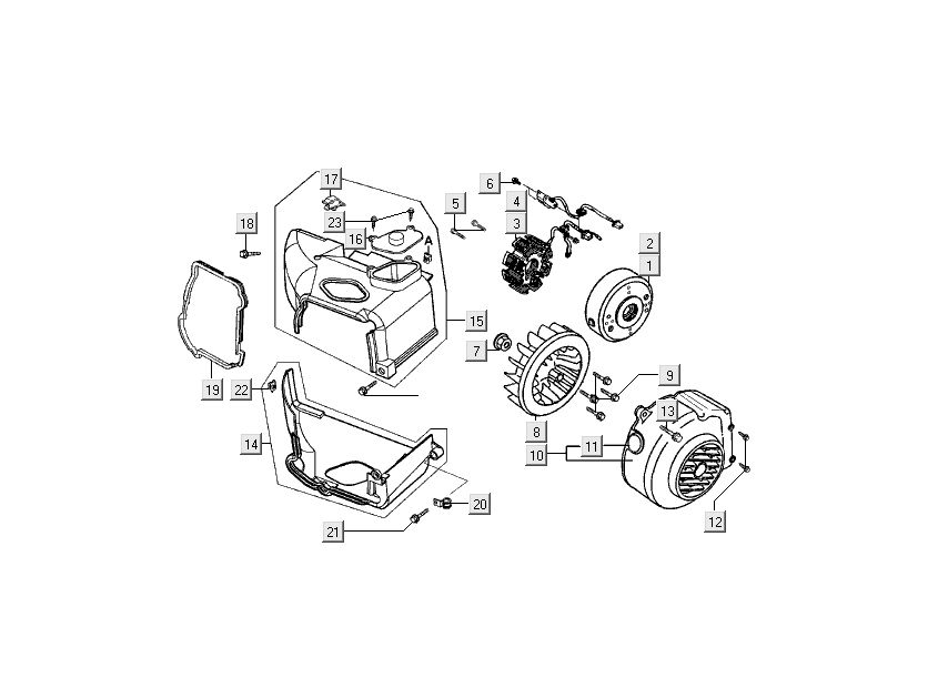 Ontsteking - Stator - Vliegwiel - Koelkappen Kymco Filly 4-takt zilver
