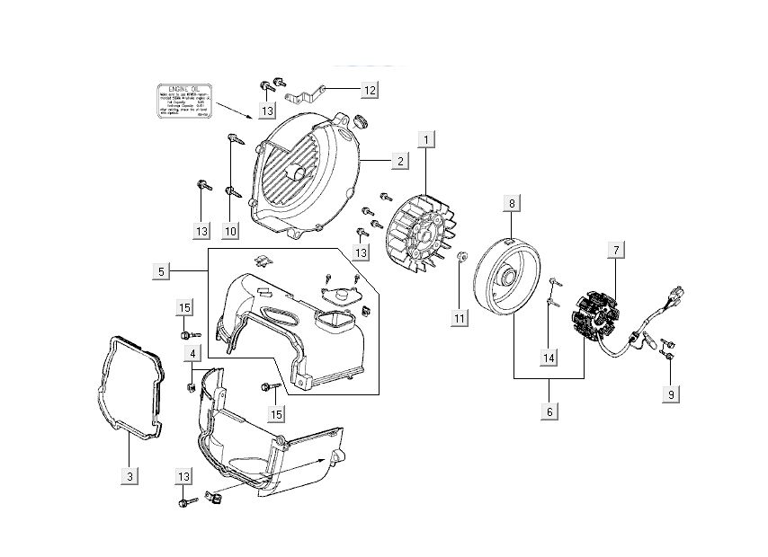 Ontsteking - Stator - Vliegwiel - Koelkappen Kymco Like 4-takt