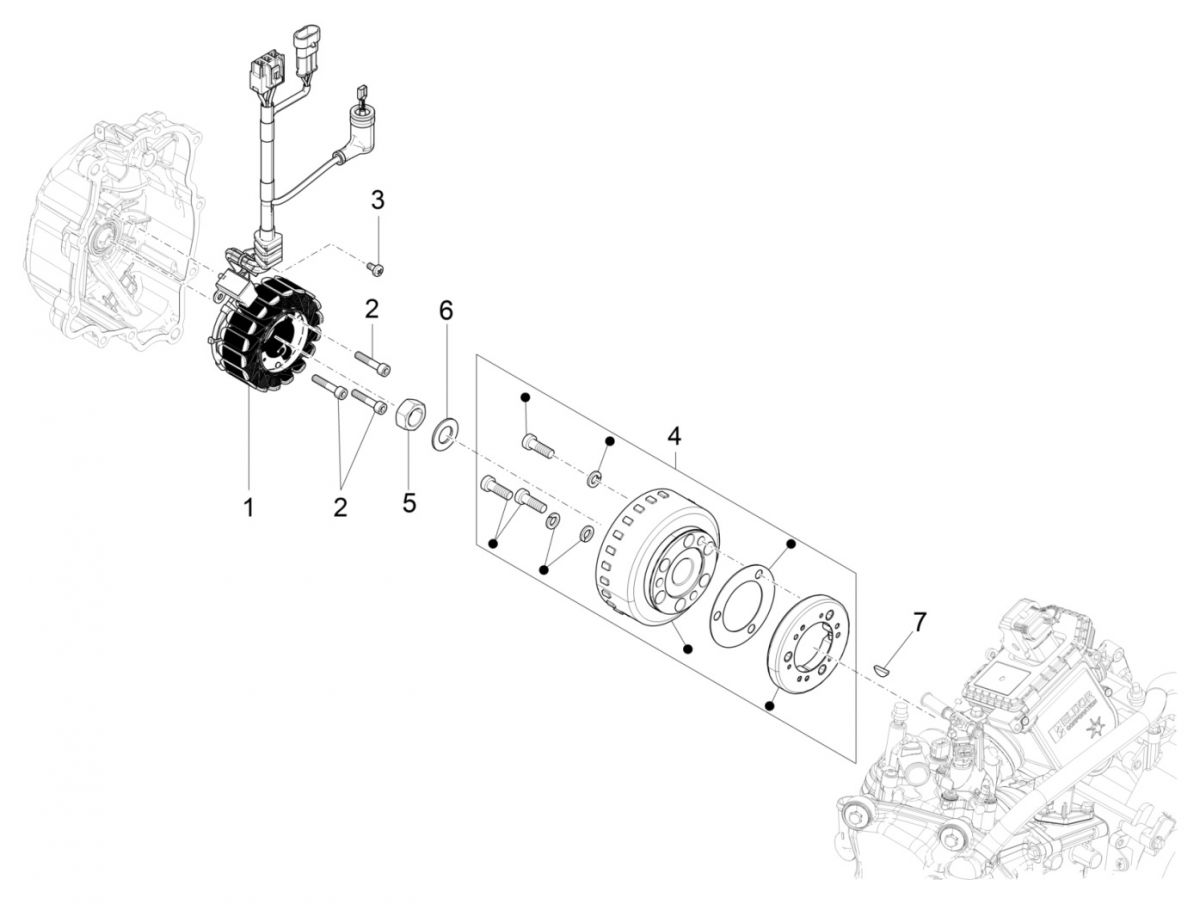 Ontsteking - Stator - Vliegwiel Piaggio Beverly 300 IE ABS Euro 4 2016-2020
