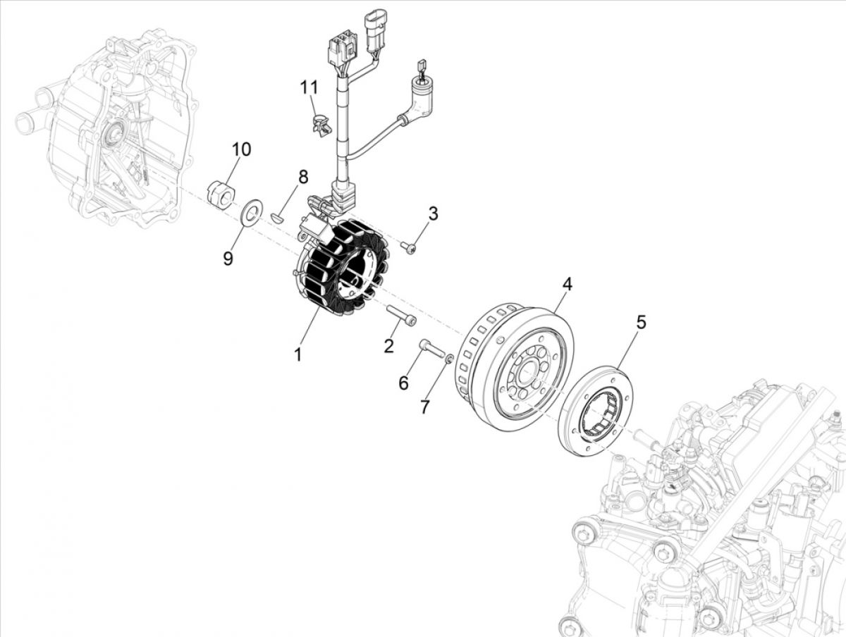 Ontsteking - Stator - Vliegwiel Vespa GTS 300 HPE 4V IE ABS Euro 4 2019