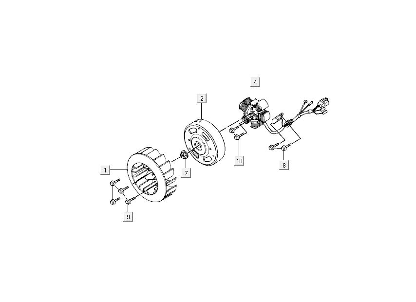Ontsteking - Stator - Vliegwiel Kymco DJ 2-takt Zwart