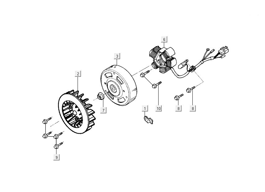 Ontsteking - Stator - Vliegwiel Kymco People 50 2-takt rood