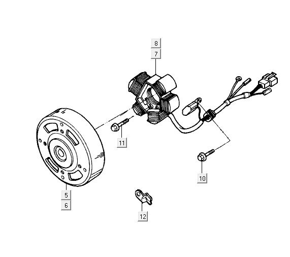 Ontsteking - Stator - Vliegwiel Kymco Super9 50 2-takt LC oud model matzwart-geel