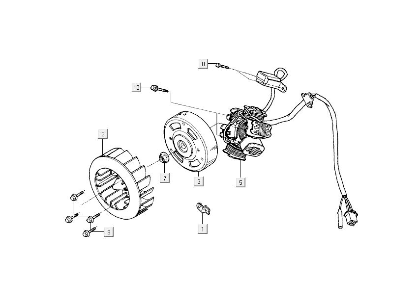 Ontsteking - Stator - Vliegwiel Kymco Super9 50 2-takt AC oud model matzwart geel
