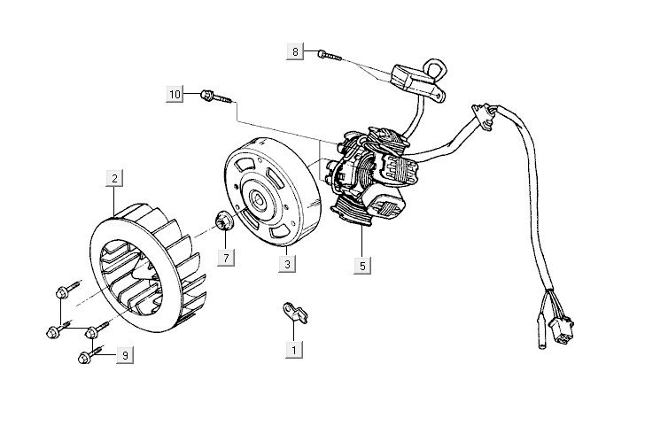 Ontsteking - Stator - Vliegwiel Kymco Vitality 50 2-takt AC blauw