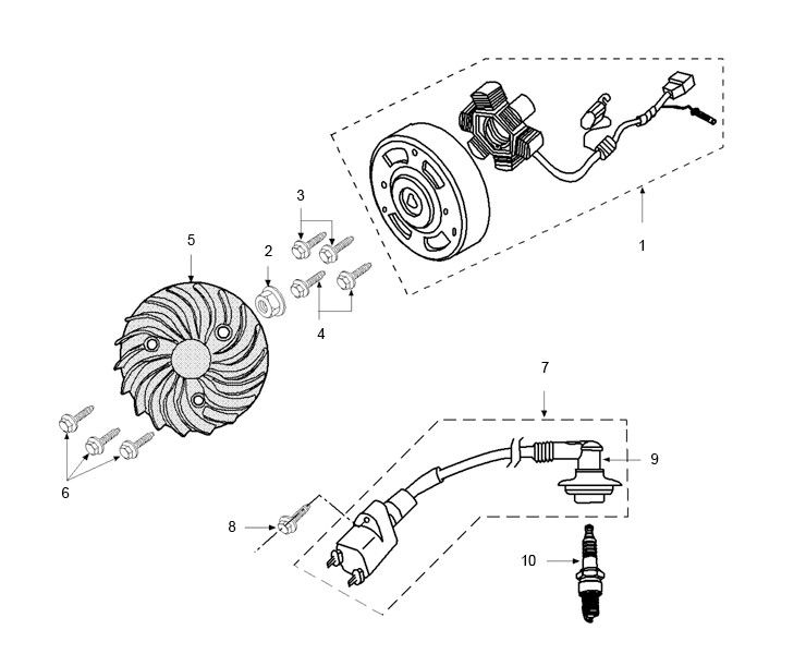 Ontsteking - Stator - Vliegwiel Peugeot Jet force C-tech 2-takt