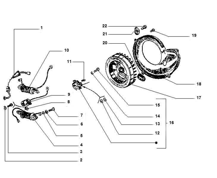 Ontsteking - Stator - Vliegwiel Piaggio Ciao