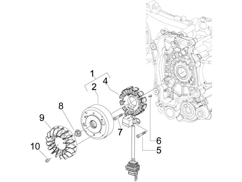 Ontsteking - Stator - Vliegwiel Vespa LX 50 4-takt 2V AC 25km/u