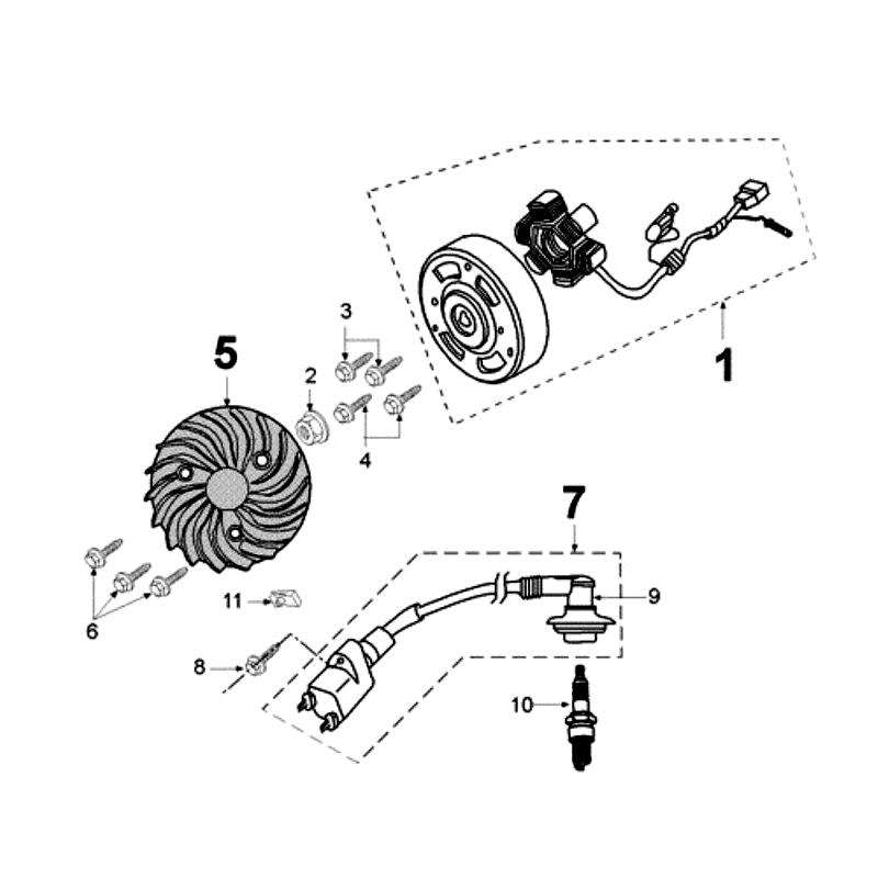 Ontsteking - Stator - Vliegwiel - Bobine - Bougie Peugeot Ludix 12 zwart