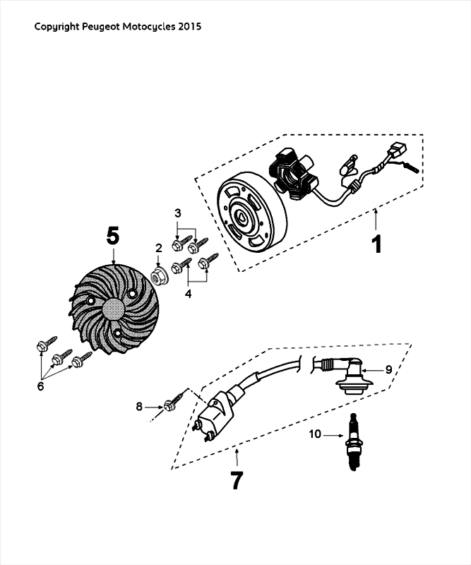 Ontsteking - Stator - Vliegwiel - Bobine - Bougie Peugeot Speedfight 4 50 2-takt LC zwartrood