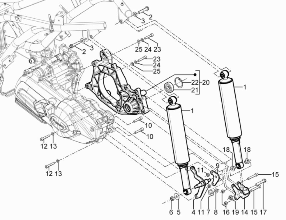 Schokbreker Piaggio MP3 300 HPE / 300 HPE Sport ABS Euro 5 2020-2022