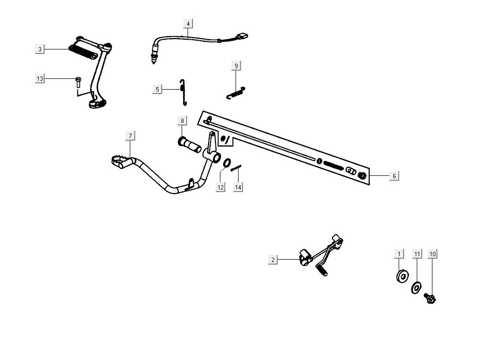 Rempedaal - Kickstartpedaal - Schakelpedaal Kymco K-Pipe 4-takt Wit