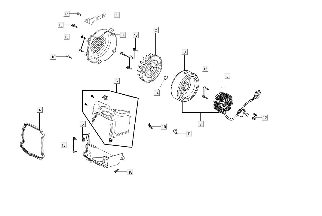 Ontsteking - Stator - Vliegwiel - Koelkappen Kymco People S 50i Euro 4 Blauw