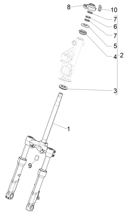 Voorvork - Balhoofdstel Piaggio Beverly 300 HPE 4V ABS Euro 5 2021-2022