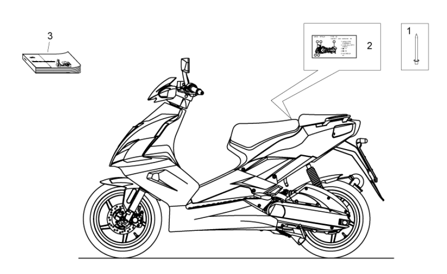 Gebuikershabdleiding - Sticker technische gegevens Aprilia SR 50 LC (injectie en carburateur) 2004-2009