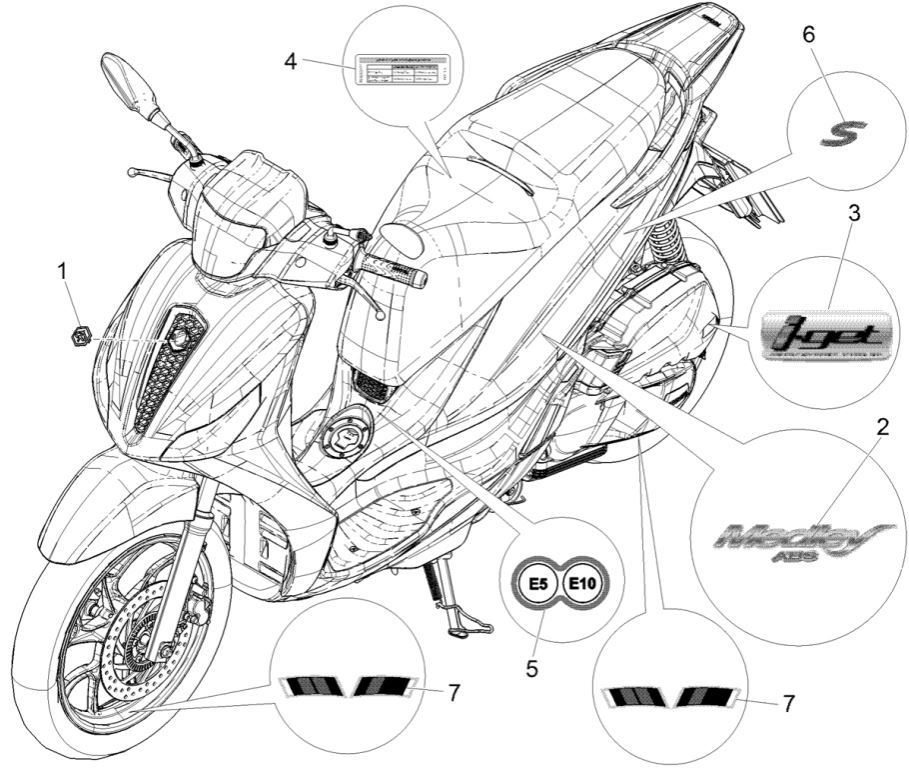 Emblemen - Stickers - Logo Piaggio Medley 125 ABS Euro 5 2021-2022