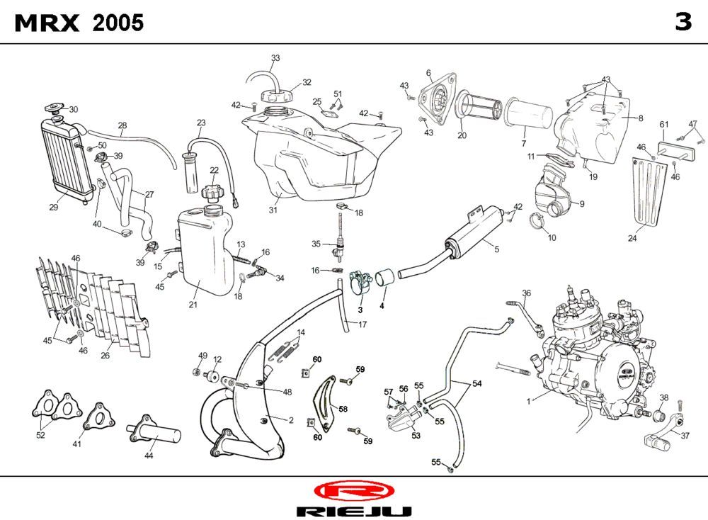 Radiateur - Koelsysteem - Uitlaat - Benzinetank Rieju MRX P-up rood 2008 2-takt