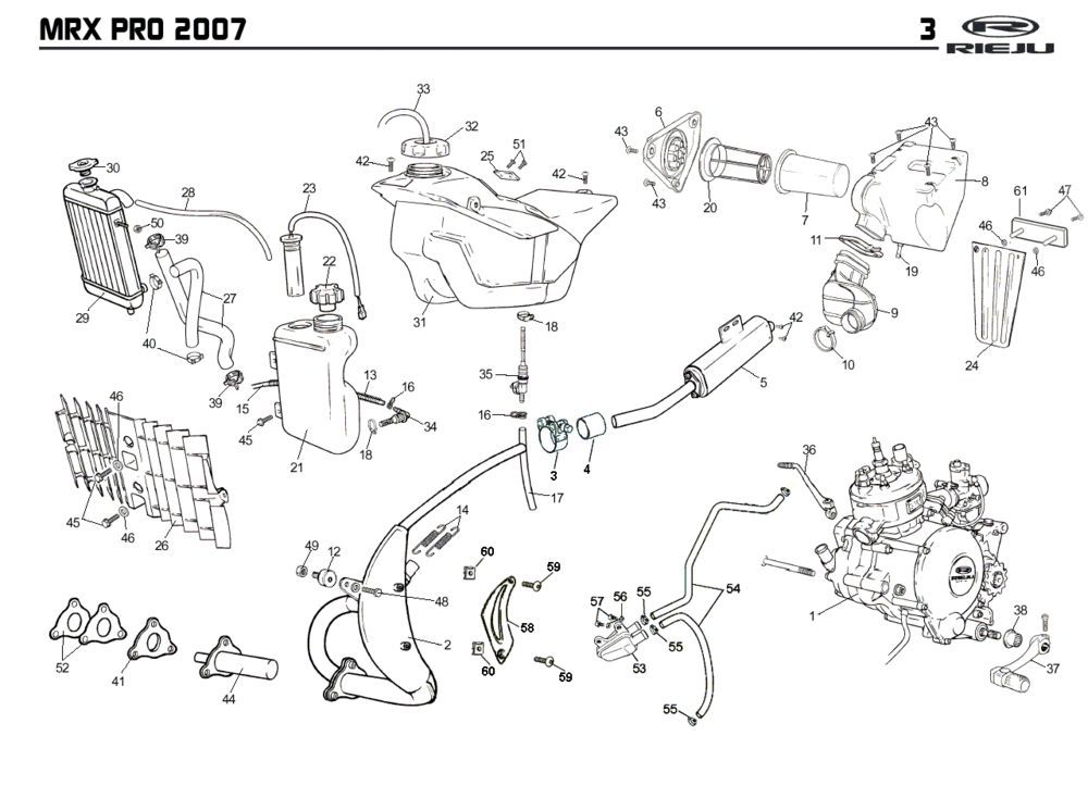 Radiateur - Koelsysteem - Uitlaat - Benzinetank Rieju MRX pro r-groen 2008 2-takt