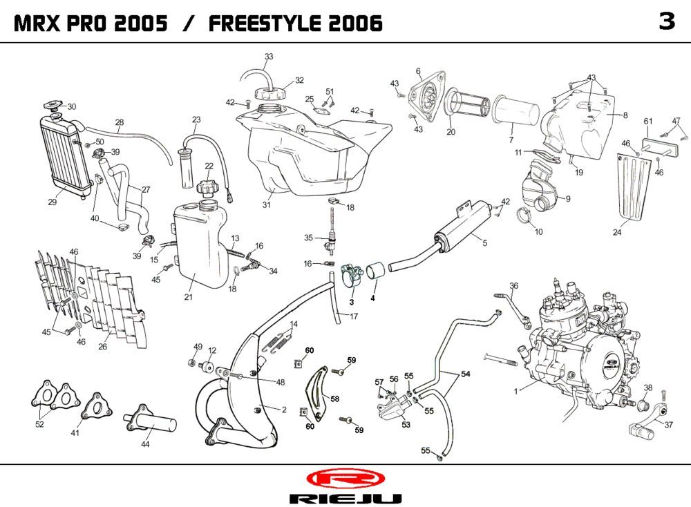 Radiateur - Koelsysteem - Uitlaat - Benzinetank Rieju MRX pro zwart 2006 2-takt