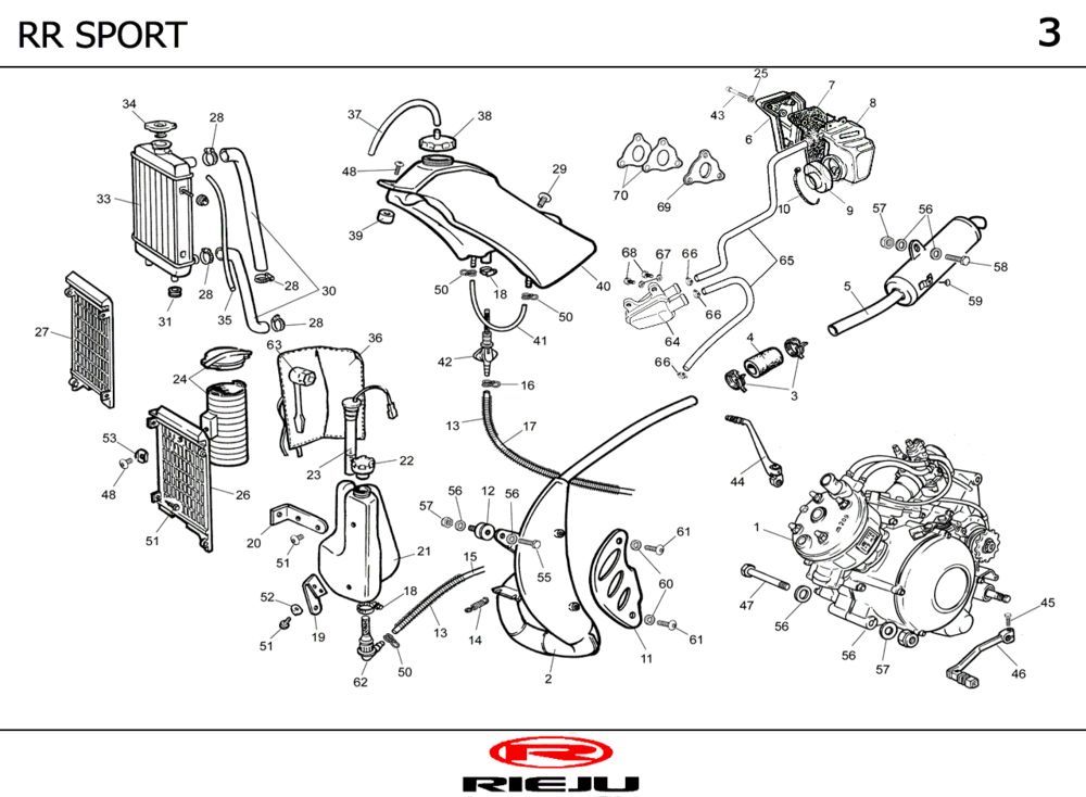 Radiateur - Koelsysteem - Uitlaat - Benzinetank Rieju RR Sport zwart 2004 2-takt