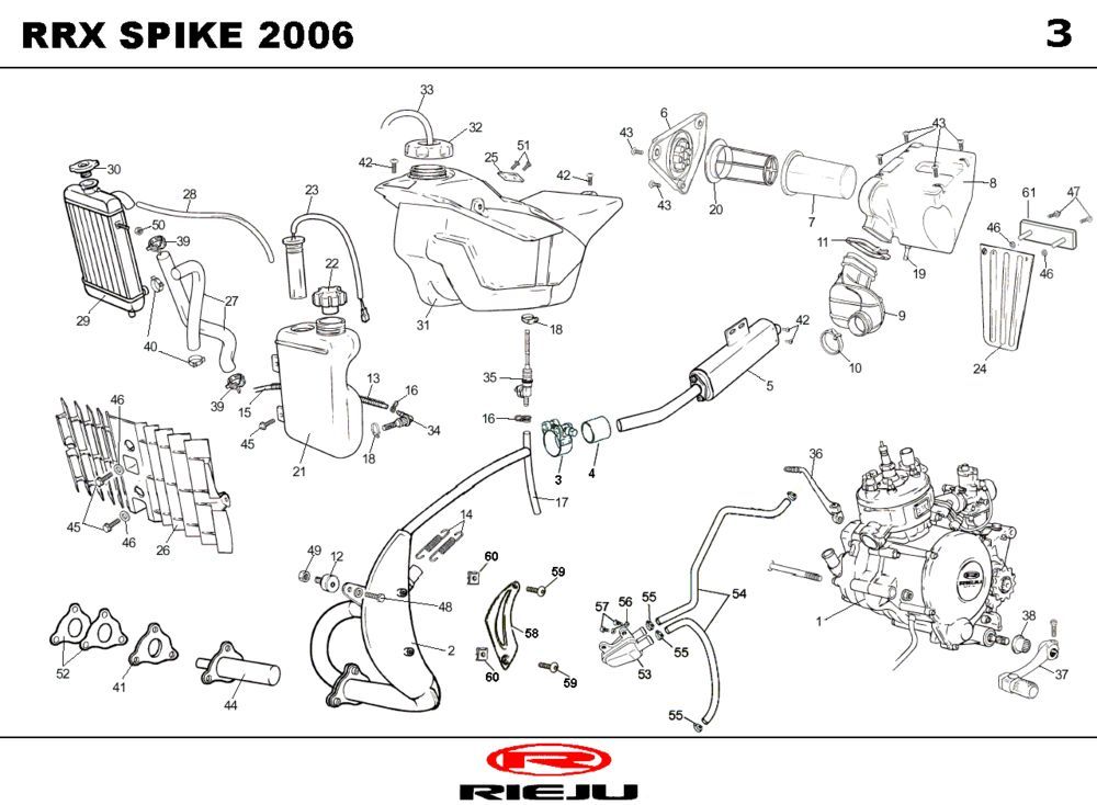 Radiateur - Koelsysteem - Uitlaat - Benzinetank Rieju Spike-x rood 2008 2-takt