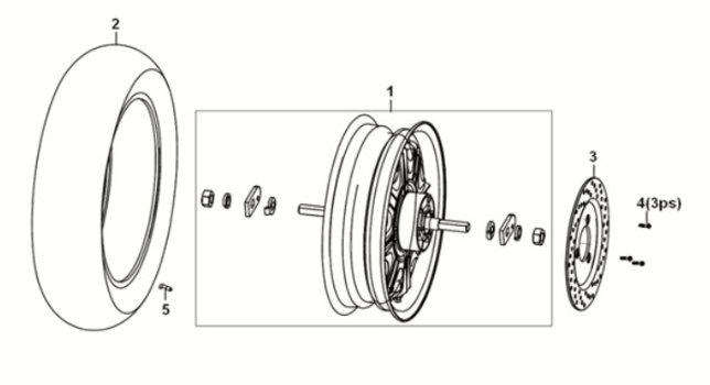 Rear wheel Sym E-XPRO 45KM/U 2020-2021