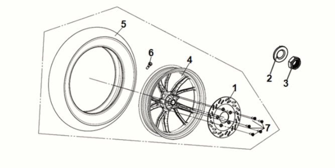 Rear wheel Sym Symphony ST 50 E5