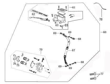 Remcilinder - Remhendel - Remleiding - Remklauw - Remblokken Benzhou ZN50QT-36 zwart
