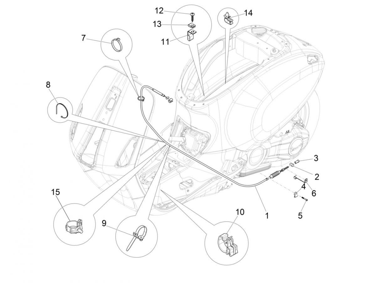 Achterremkabel Vespa Sprint 125 3V IE ABS Euro 5 2021