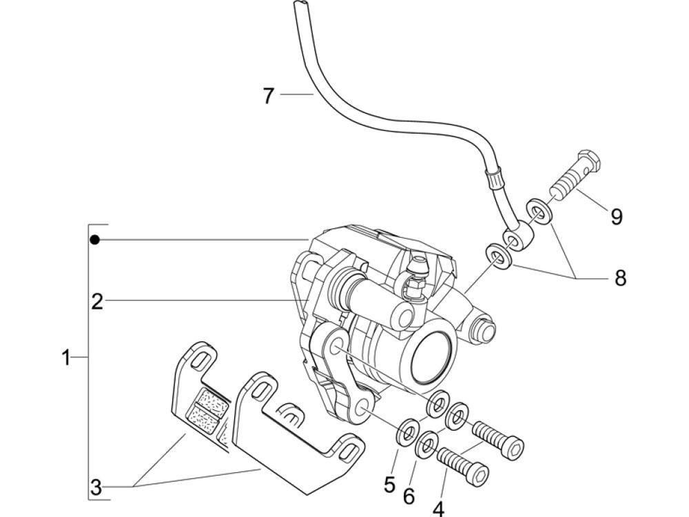 Remklauw - Remblokken - Remleiding Vespa LX 50 4-takt 2V AC 25km/u