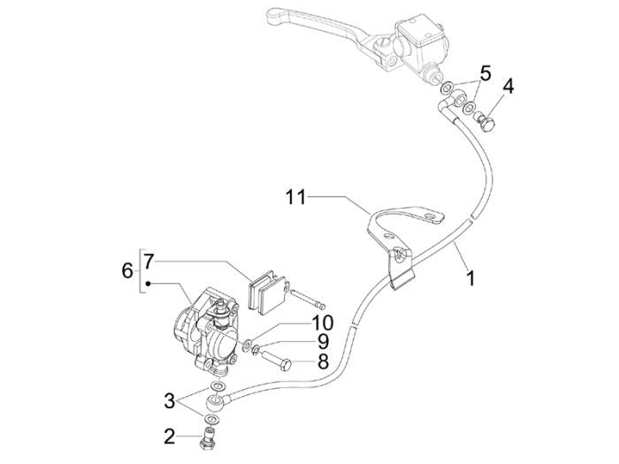 Remklauw - Remblokken - Remleiding Vespa S 50 4-takt 2V 25km/u