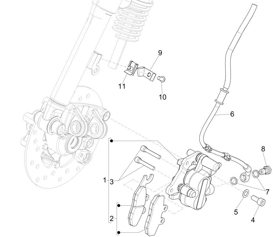 Remklauw - Remblokken - Remleiding Vespa Primavera 125 3V IE ABS