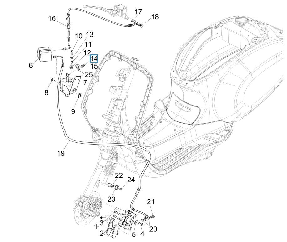 Remklauw - Remblokken - Remleiding (ABS) Vespa Sprint 125 3V IE ABS