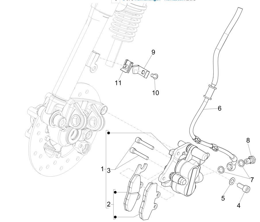 Remklauw - Remblokken - Remleiding Vespa Sprint 125 3V IE ABS