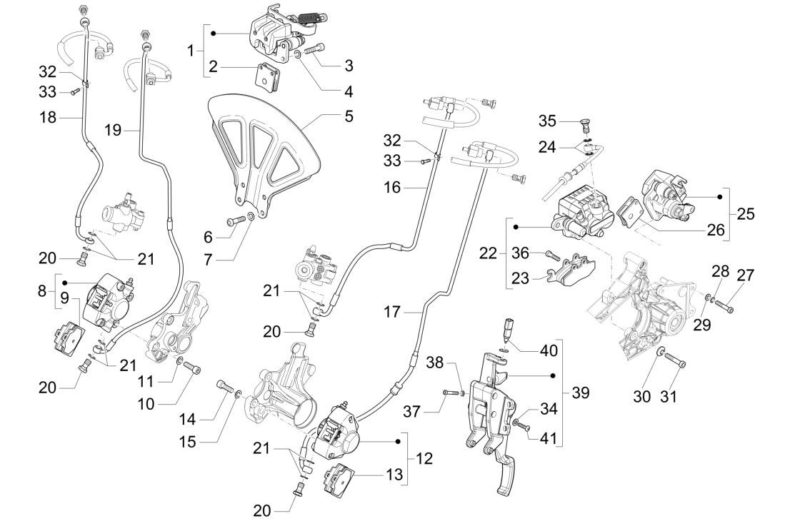 Remklauw - Remblokken - Remleiding Piaggio MP3 300 HPE / 300 HPE Sport ABS Euro 5 2020-2022