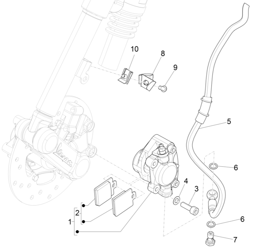 Remklauw - Remblokken - Remleiding Vespa Elettrica 45km/u Euro 5 2021