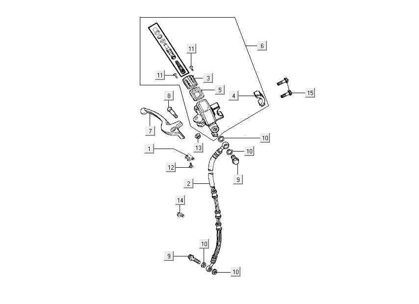 Remcilinder - Remhendel - Remleiding Kymco New Dink 4-takt donkergrijs