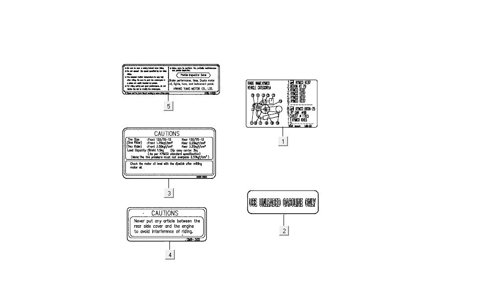 Veiligheid- en waarschuwingsstickersKymco Super9 50 2-takt AC nieuw model zilver - zwart
