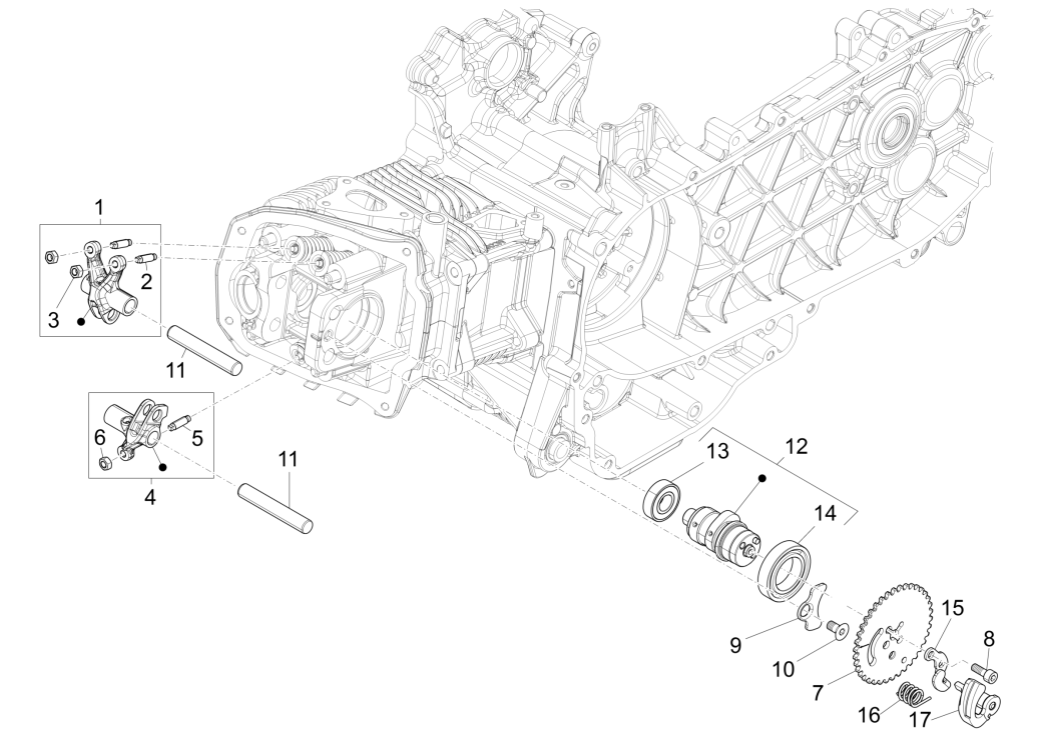 Nokkenas - Nokkenastandwiel - Tuimerlaars Vespa Sprint 150 3V IE ABS Euro 3 2015